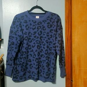 Blue Leopard Print Sweatshirt